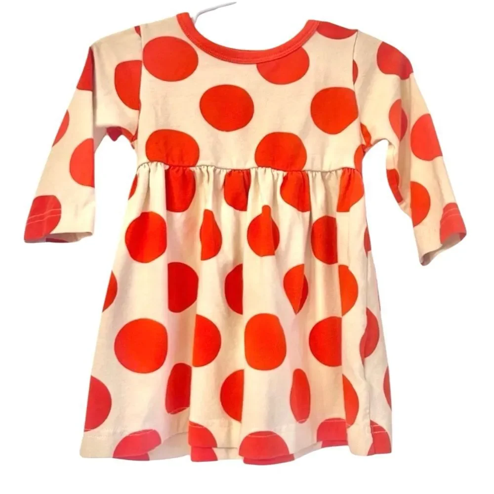 Kelly’s Kids Girls Orange and Cream Polka Dot Dress 12M - Picture 1 of 6